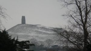 Snow-Covered Glastonbury Tor Inspires Spiritual Beauty. Spiritual Beauty In Vastness by Amyra Mah