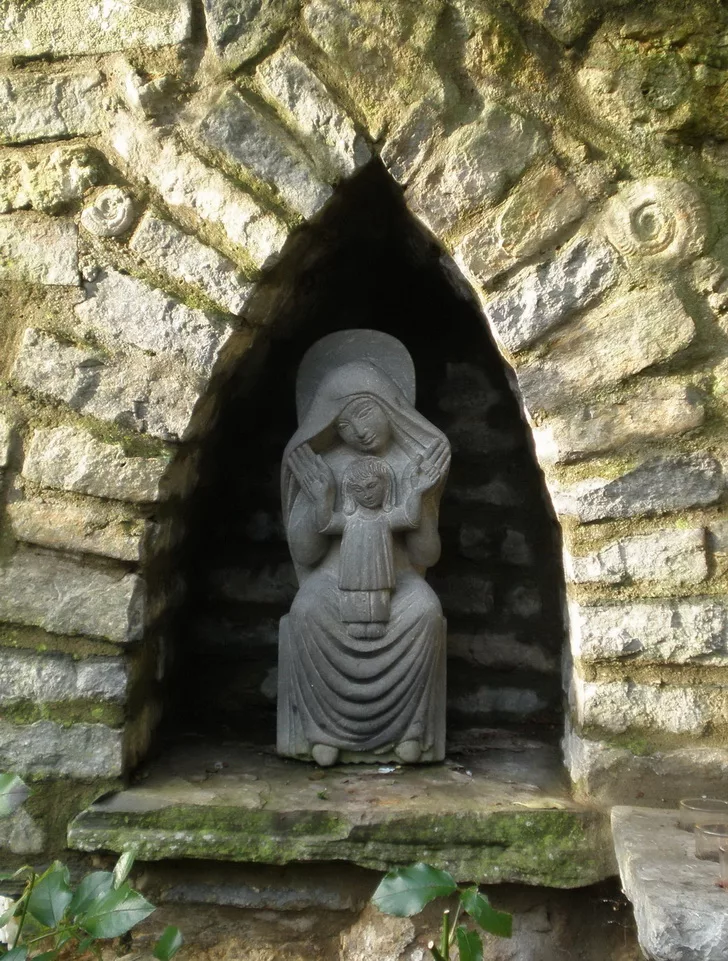 Goddess Mother-Child in the Gardens of Chalice Well, Glastonbury