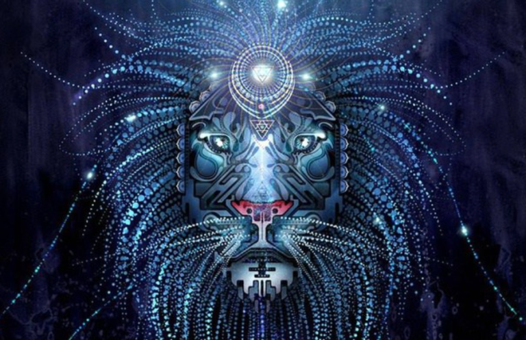 spiritual lion emiting blue light - divine masculine workshop by amyra mah