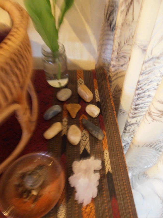 pretty pebbles on an altar