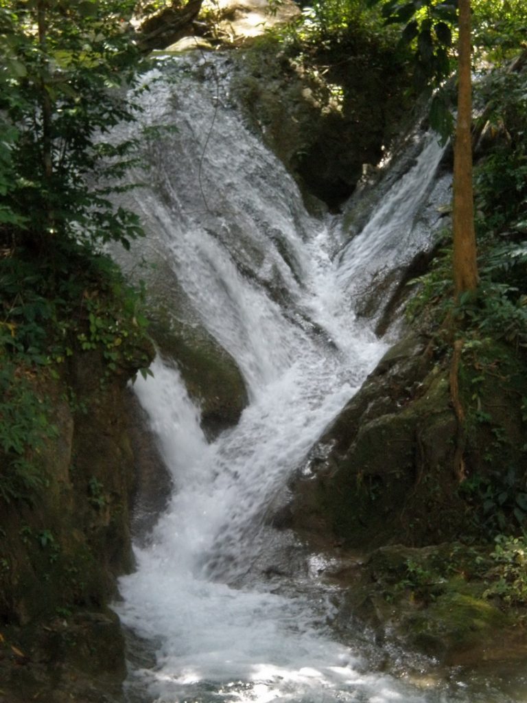 Waterfall at Erawan Falls in Kanchanaburi, Thailand