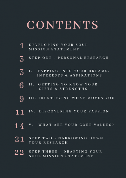 Soul Mission Workbook Contents