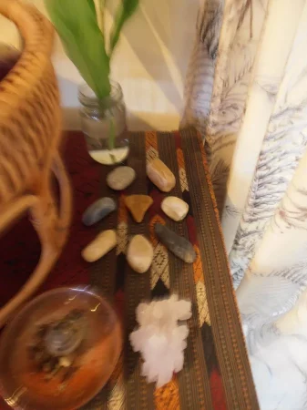 pretty pebbles on an altar
